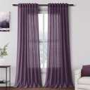 Nanspring Plum Linen Curtains 96 Inches Long 2 Panels Set for Living Room Rod Pocket Back Tab Semi Sheer Light Filtering Protect Privacy Plum Curtain for Bedroom Floor Length 52x96