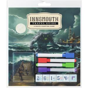 CrowD Games | Innsmouth Travel Guide | 1-4 Players | Ages 14 and up | Roll and Write | Tourism | Route Building | Lovecraft | Solo Mode Included | Average Playtime 30 min, 9.4 x 1 x 0.1 inches