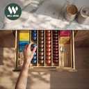 Larger Expandable Bamboo Organizer Holder for Counter Drawer Insert - Compatible with Nespresso Vertuo Capsules - Tea Bags Storage (Natural) 10.8" -19"W x15.67"Dx1.9"H