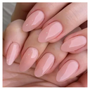 GLAMERMAID Nude Pink Press On Nails Short Almond, Handmade Jelly Soft Gel Nails Round Oval Fake Nails, Long Lasting Nails Glue for Nail Tip, Acrylic Nails and Press On Nails 5PCS Nail Glue with Brush