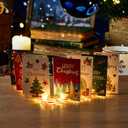 2025 Upgrated Lighted Christmas Card Display Stand Clear Acrylic Holiday Greeting Card Holder Organizer Holds up to 30 Cards Postcards Photos for Xmas Birthday Tabletop Desk Decor