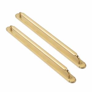Goo-Ki 2 Pack Champagne Bronze Cabinet Handles with Backplate, 12-3/5 Inch Hole Center Kitchen Drawer Pulls with Base Plate Zinc Alloy Solid Hardware