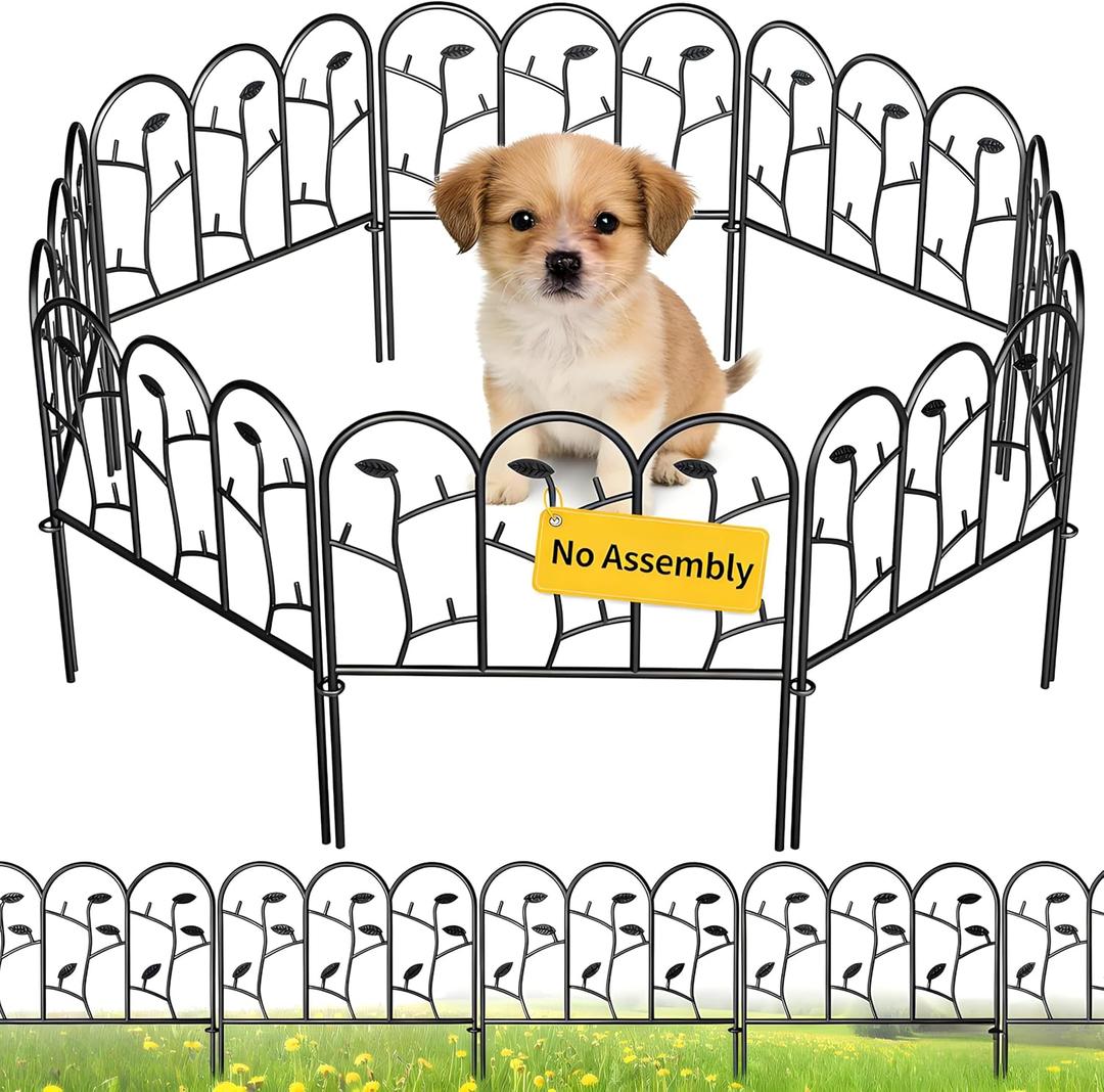 AMAGABELI GARDEN & HOME 6 Panels 18in(H)7ft(L) Decorative Garden Fences and Borders for Dogs Rustproof Metal No Dig Fence Panels Garden Edging Border for Animal Barrier Flower Beds Yard Patio