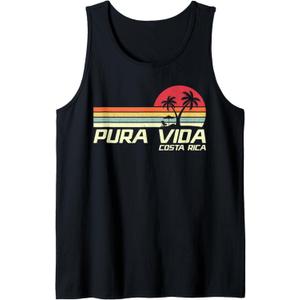 Vintage Retro Family Vacation Costa Rica Pura Vida Beach Tank Top, S