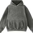 FAIABLE Mens Hoodies Oversized Unisex Acid Wash Hoodie Heavyweight Fleece Vintage Cotton Sweatshirt Men Women Streetwear (Grey) XL