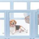 Clear Acrylic Dog Playpen,Transparent DIY Dog Pen,Easy Assembly and Disassembly,Indoor and Outdoor Use,Simple Cleansing Fence (Sky Blue, 23.6 inch, 10 Panels)
