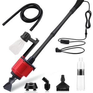 Aquarium Gravel Cleaner Siphon Kit, 6 in 1 Automatic Fish Tank Cleaning Tools Electric Removable Vacuum Water Changer for Changing Water/Removing Detritus/Washing Sands