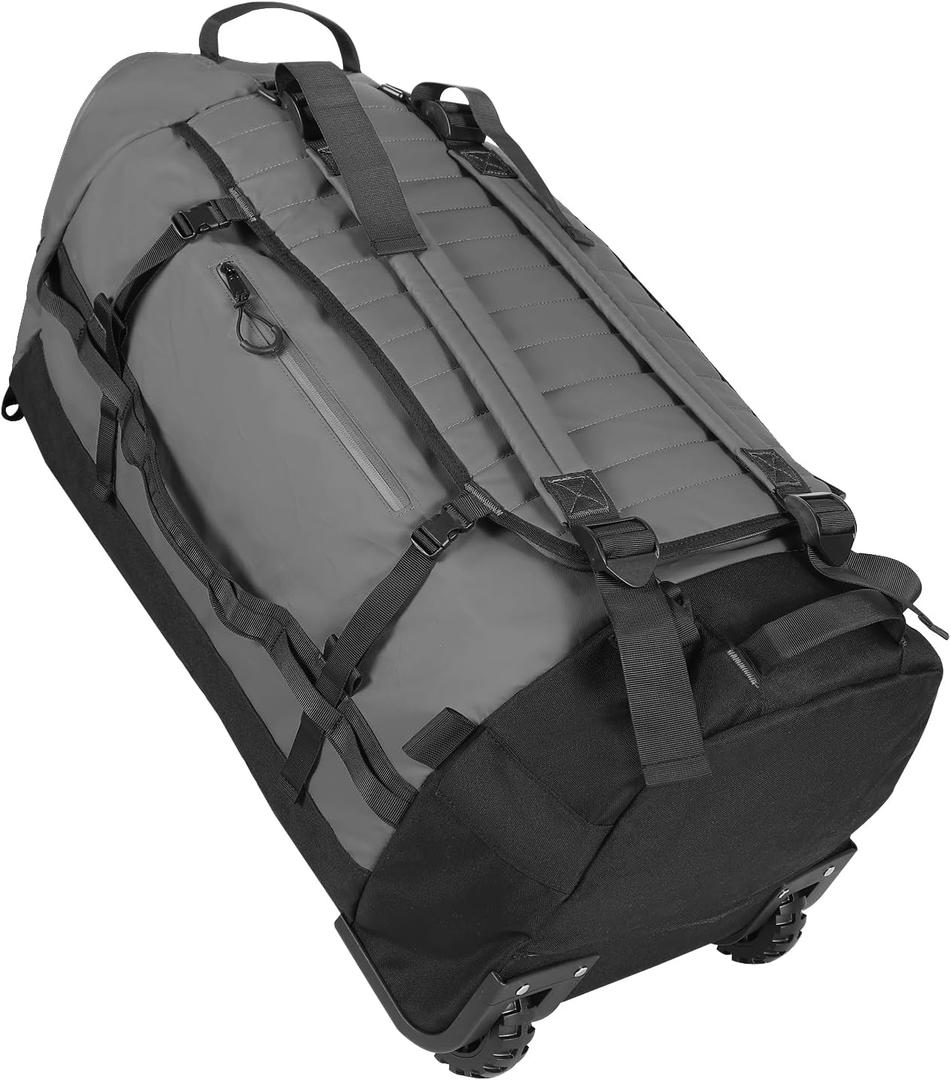85L 29“ Foldable Rolling Backpack with Wheels, Soft-side Travel Duffle Bag with Separate Shoe Compartment, Full Quilted Bottom, Grey, 29.5"L x 14.2"H x 12.6"W