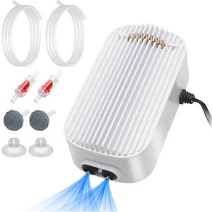 Novique Quiet Aquarium Air Pump 9W Fish Tank Oxygen Aerator Pump with Air Stone Airline Tubing Check Valve Aquarium Bubbler for 160-300 Gallon Fish Tanks