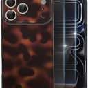 MYY Cute Phone Case for iPhone 17 Pro Case, [with 2X Screen Protector] Tortoise Shell Pattern Leopard Full Camera Protective Slim Shockproof Cool Trendy Aesthetic-Brown Amber