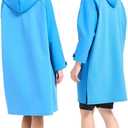 Waterproof Swimming Parka, Windproof Fleece Lined Surf Poncho Coat, Water Resistant Oversized Jacket for Swimming (Blue, S)