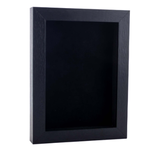 6x8 Shadow Box Frame Barnwood Black Wood | with a 1" Usable Display Depth | Includes a Dark Grey Real Suede Texture Acid-Free Backing Board, UV Resistant Acrylic, and Hanging Hardware