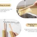 Wooden Dust Brush, 14 Inch Bench Brush Horse Hair Brush Hand Broom Counter Duster, Soft Bristle Dust Brush Whisk Broom Upholstery Cleaning Tool for Car Home Workshop (Yellow)