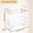PowerKing Over The Toilet Storage Shelf, 2-Tier Bathroom Organizer Rack with 2 Hooks, No-Drill, Rust-Resistant Steel, Toilet Paper Holder for Restroom Bathroom, White