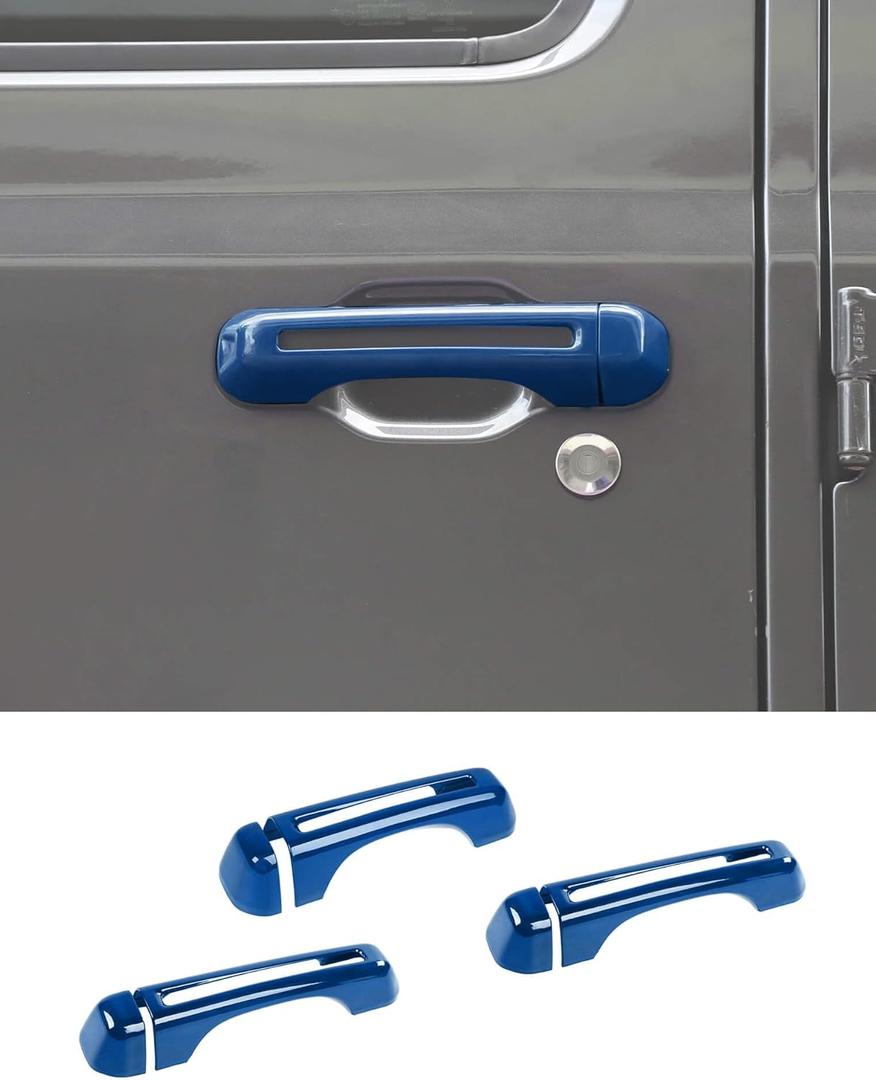 Savadicar 3-Piece Blue Door Handle Cover Trim Kit for Jeep Wrangler JL JLU 4xe & Gladiator JT 2018-Present Exterior Handle Cap Accent Accessories