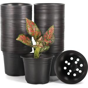 100-Pack 0.5 Gallon Flexible Plant Nursery PotsThickened Soft Plastic Seedling Pots,Seed Starting Pot Flower Plant Container for Succulents, Seedlings, Cuttings, Transplanting(Black)