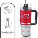 Tumbler 30oz Straight Skinny Car Cups With Insulated Cup Sleeve Portable Handle, Sports Travel Coffee Mug, Stainless Steel, Insulated,Classic Collection Gifts for Fans