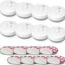 Ecoey Smoke Alarm Fire Detector, Battery Included Photoelectric Smoke Detector with Test Button and Low Battery Signal, Small Fire Alarm for Home, Bedroom FJ136GB, 8 Packs