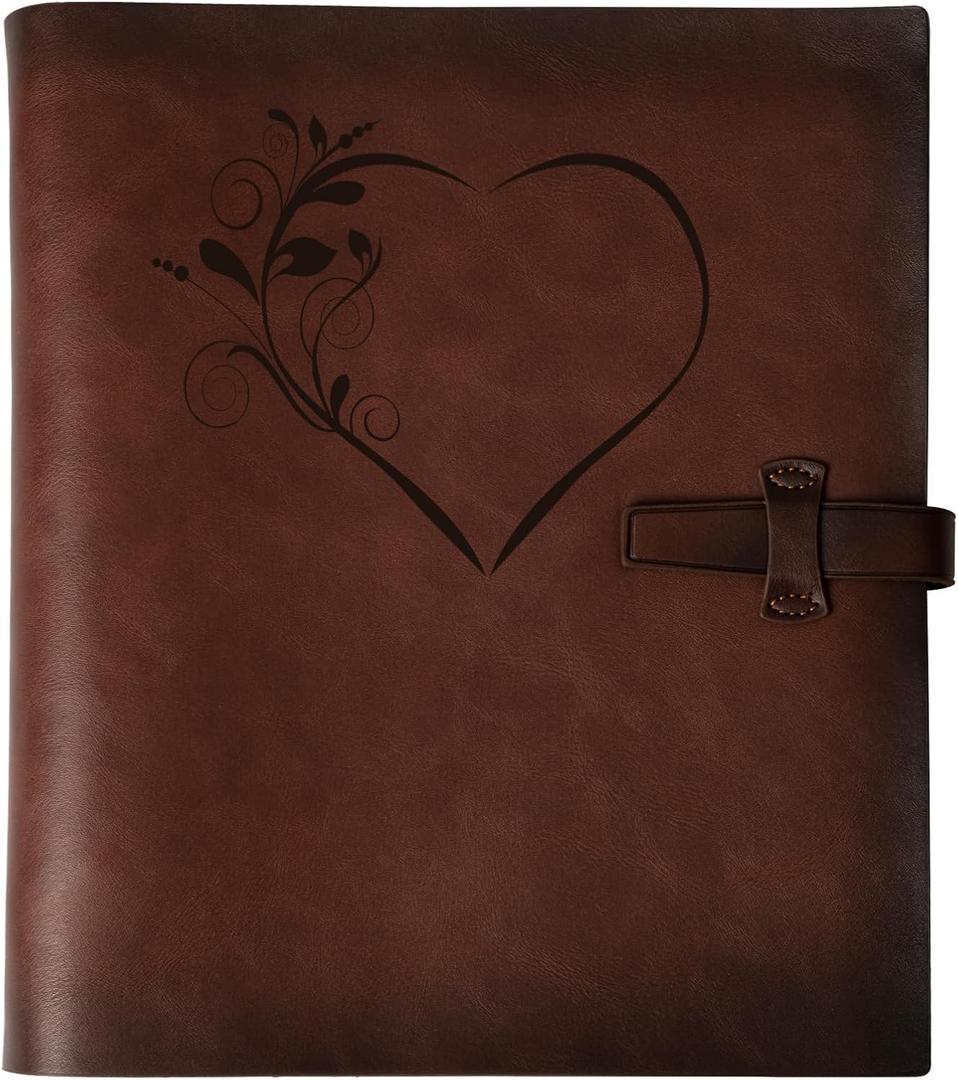 Photo Album 4x6 200 Photos, Genuine Leather Photo Albums with Writing Space with 30 Writing Paper, Travel Family Wedding Kids Graduation Ultrasound Baby Picture Album Scrapbook Photo Album（LOVE）