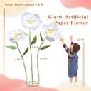 5.9 Ft Large Paper Artificial Flowers,Giant Flowers for Decoration,Standing Huge Handcrafted Poppy Flowers for Garden,Hotel,Office,Photography Props,Wedding,Art Gallery,Shop Window Display(B-White)