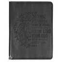 Christian Art Gifts Premium Vegan Leather Zippered Inspirational Scripture Portfolio for Men: Man of God Encouraging Bible Verse Padfolio Notepad Folder, Pen/Highlighter Combo, Card Slots
