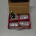 HDCRYSTALGIFTS Set 4 Blown Glass Christmas Tree Figurine Collectible 2.5'' Art Glass Statue Holiday Decoration Sculpture Festival Gifts Home Arts