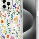 MOSNOVO Case for iPhone 15 Pro Max, [Buffertech 6.6ft Military-Grade Drop Protection] [Anti Peel Off Tech] Clear TPU Bumper Phone Case Cover Design - Botanical Floral