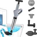 Toilet Plunge Blaster, High Pressure Toilet Plunger, High-Pressure Air Drain Blaster Plunge Blaster Multi-drain Unclogger for Toilets, Bathroom Floor, Drain Sinks and Plumbing Clogs. White