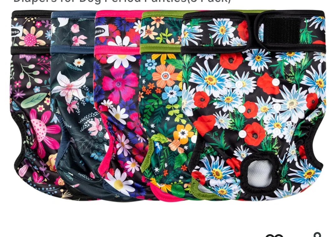 Reusable Washable Dog Diapers Female, Highly Absorbent Doggie Diapers, Size Adjustable Puppy Diapers for Dog Period Panties(5 Pack)