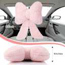 Macarrie 2 Pcs Car Neck Pillow Plush Butterfly Bow Car Headrest Pillow Comfortable Seat Neck Support Cute Head Rest Accessories for Driving Travel Driver Chair Girl Style Interior Decor(Pink)