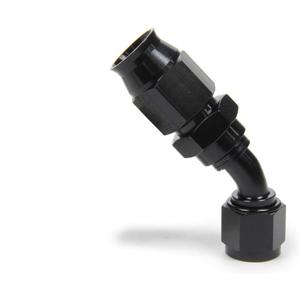 Fragola Fitting, Hose End, Race-Rite, PTFE Hose, 45 Degree, 8 an Hose to 8 an Female, Swivel, Aluminum, Black, Each