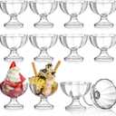 Set of 12 Ice Cream Bowl Set, 8 Ounce Plastic Dessert Bowls, Clear Footed Dessert Cups, Ice Cream Cups Bowls for Sundae, Milkshakes, Parfait, Pudding, Fruit