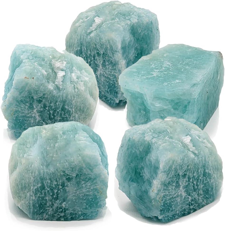 Amazonite Rough Rock, Raw Natural Stone, Chakra Crystals, Quality Gemstones for Reiki Healing, Wellness, Meditation, Handmade in Our Lapidary Workshop (5 pcs)