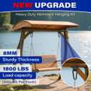 Upgraded Stainless Steel Hooks, 1800lb Heavy Duty Hammock Hanging Kit with Snap Hooks & Screws for Wall, Ceiling Mount (Indoor/Outdoor)