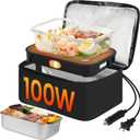 Portable Oven with 1.8L Container, 100W 12V/24V/110V 3-IN-1 Electric Lunch Box for Adults Food Warmer Heated Lunchbox with Stainless Steel Meal Container 4L Bag for Car, Truck, Office, Home,Travel