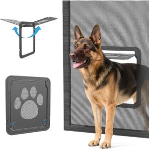 LESYPET Cat Door for Screen Door, Pet Easy in & Out, Lockable Dog Screen Door with Magnetic Closing Flap Doggy Door for Sliding Screen Door/Window Screens/Porch Screens, Inside 12 x 14