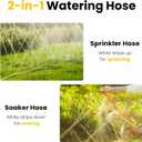 LINEX Sprinkler Soaker Hose 50 ft for Garden, Watering Hose with Holes, High-Efficiency Sprinklers System for Lawn and Garden with Staples