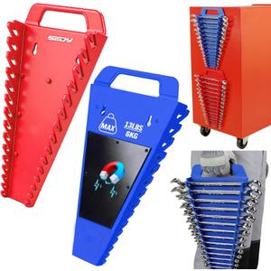 2-Pack Magnetic Wrench Organizer with Non-Slip Handle, 24-Slot Heavy-Duty Wrench Rack Holders for Toolbox & Drawer Storage, Fits SAE 1/4"-1-1/16" and Metric 6mm-24mm Wrenches