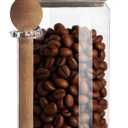 Glass Jars Containers with Wooden Handles Lids and Scoop Clear Canister Jars Set with Spoon for Kitchen Food Storage Coffee Tea Sugar Decorative Countertop Organization Jars 25 oz