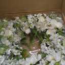 White Faux Silk Flower Spring Summer Easter Wreath 24-26" for Front Door  Anemone Daisy Tagetes Erecta Green Eucalyptus and Fern Leaves  Farmhouse Front Porch Wreath, Outdoor Indoor Use