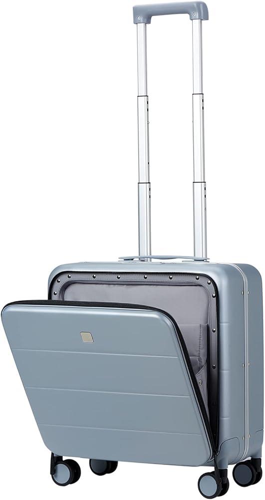 MILADA 18 Inch Carry On Luggage Hard Shell Suitcase With Wheels, TSA Travel Bag For Women Men Rolling Aluminum Frame Small Luggage, Grey