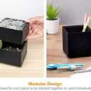 Bostitch Office Konnect Desk Organizer Accessory Tray & Storage Cup Bundle, Stacks for Desktop Storage,Makeup Organization, Black