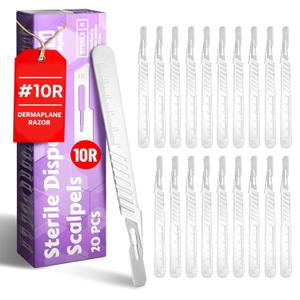 Pack of 20 Dermaplane Razor for Women Face Disposable 10R Blades Dermaplaning Scalpels - Size 10R Scalpel Blades, Scalpel for Dermaplaning Tool 10R Scalpel Disposable Scalpels