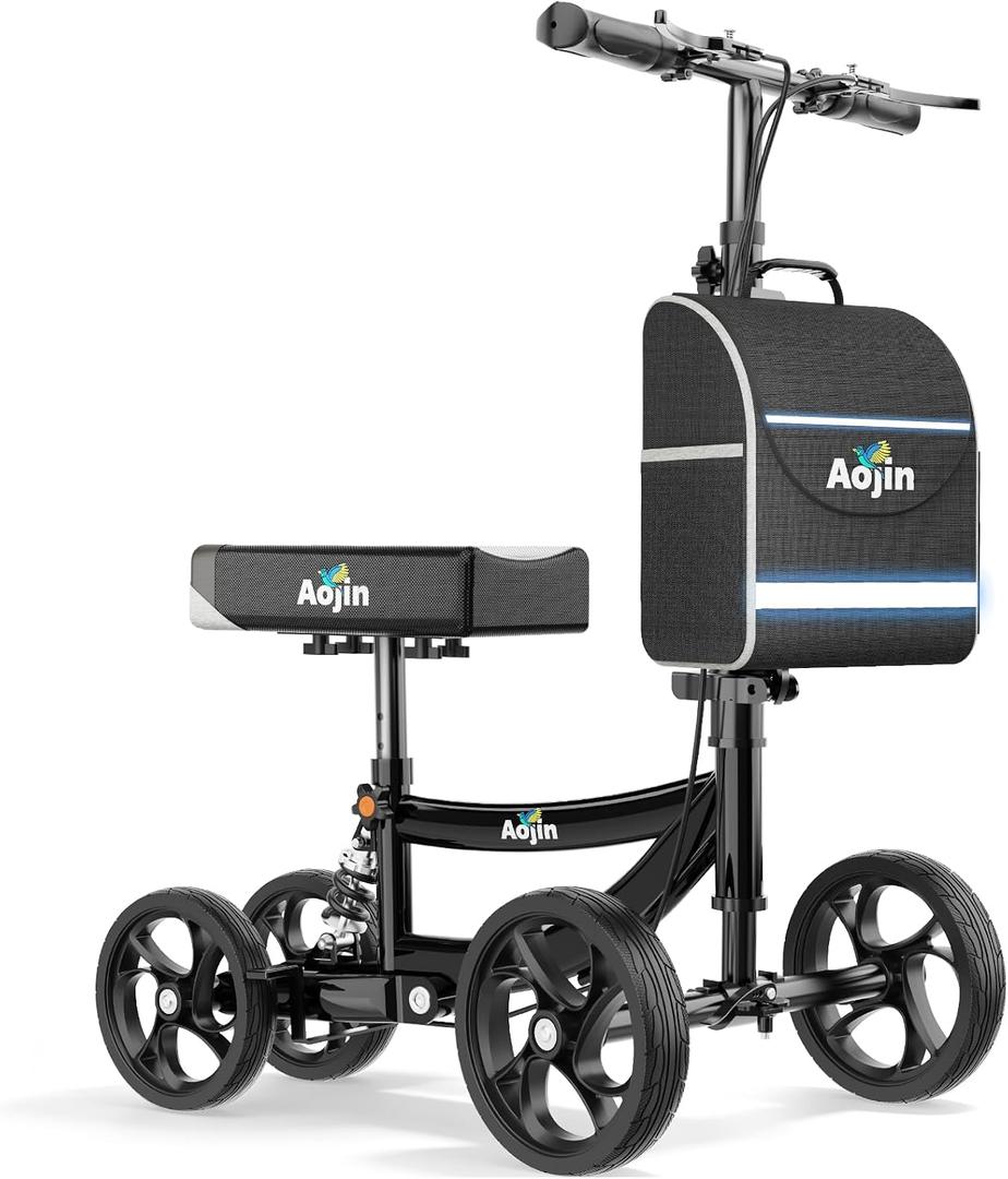 Aojin Knee Scooter for Adults for Foot Injuries, Storage Bag, 8'' Wheels