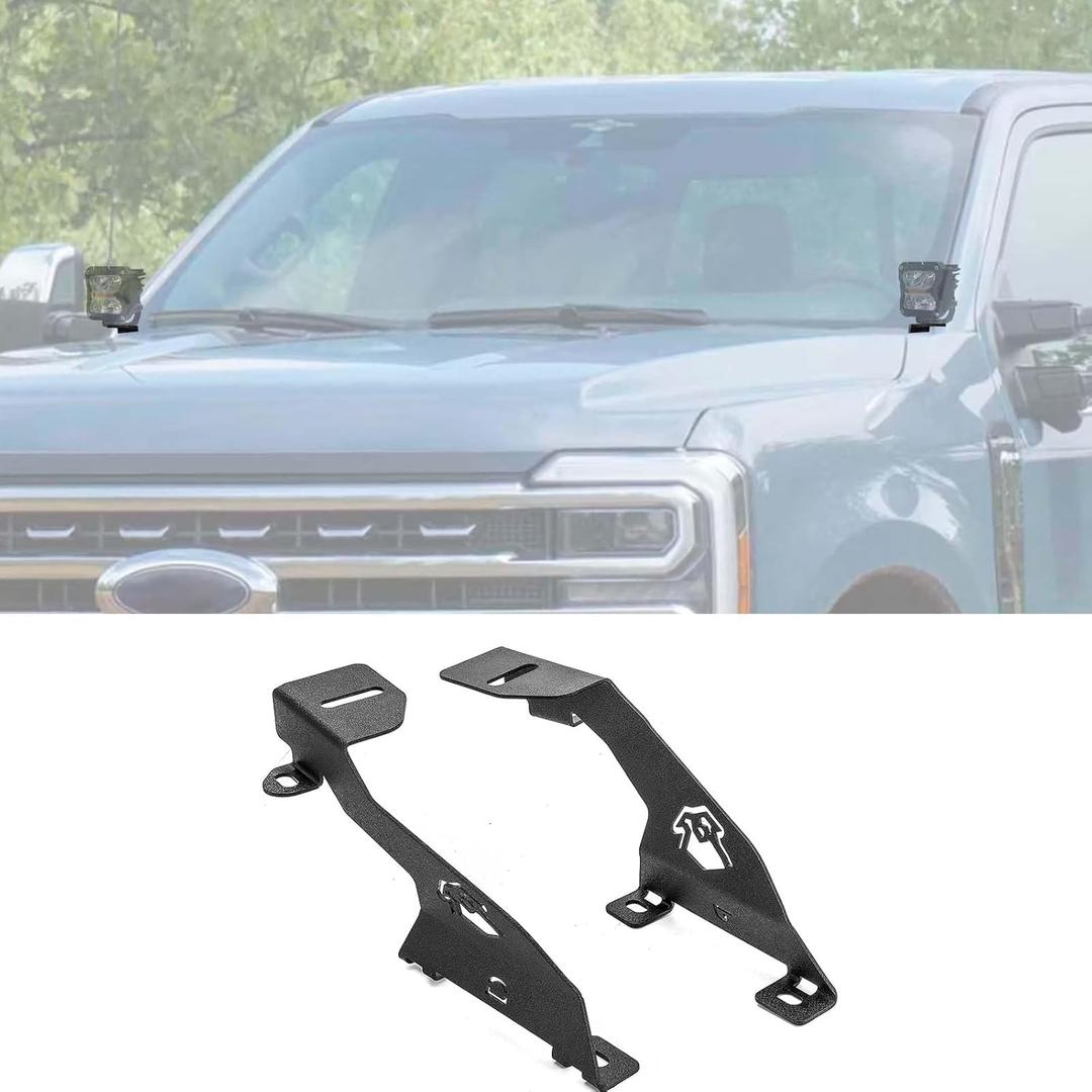 Hood Mount Brackets Ditch Light Pods Bracket Heavy Duty Steel Compatible with Ford F-250 F-350 2023-2024