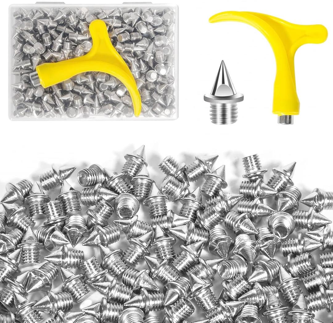 3/16 Inch Track Spikes,Stainless Steel Pyramid Shoe Spikes with Spike Wrench for Track and Cross Country,Replacement Spike for Sprint Sports Short Running Shoes