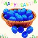 Plastic Easter Eggs for Holiday Decorations and Celebrations, 30 Pcs (Blue)