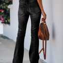 Koinshha Womens High Waisted Jeans Boyfriend Stretch Flare Casual Bootcut Denim Pants