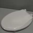 Durable Elongated Toilet Seat with Slow Soft Close - Easy to Install and Clean, Never Loosens - White, Fits Most Elongated Toilets