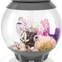 biOrb Halo 15 Acrylic 4-Gallon Aquarium with Multi-Color Remote-Controlled LED Lights Modern Compact Tank for Tabletop or Desktop Display, Gray